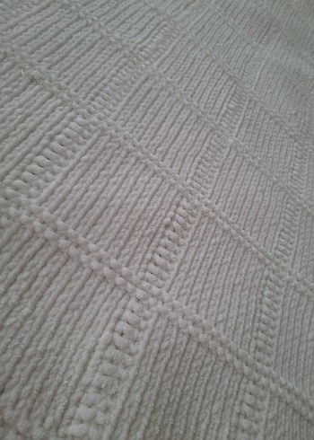 şişle örülmüş bebek battaniye beyaz puff ip - Görsel 7