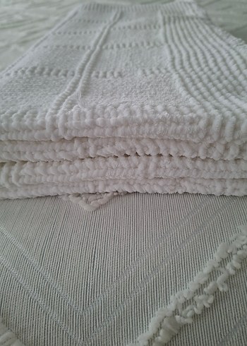 şişle örülmüş bebek battaniye beyaz puff ip - Görsel 2