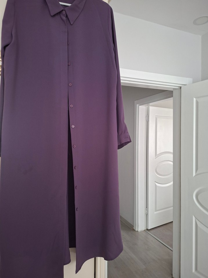Kadın Mor Uzun Düğmeli Tunik - Görsel 2