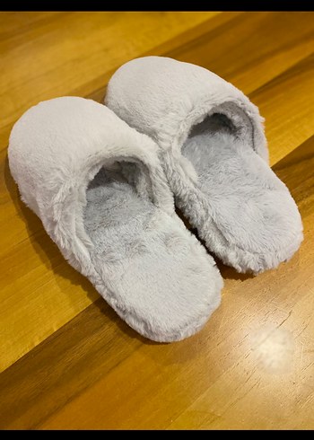 Kadın Gri Peluş Ev Terliği - Görsel 2