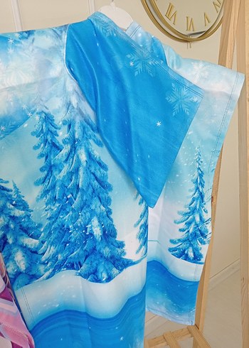 Standart Beden Beden Kız Çocuk Frozen Kapüşonlu Panço havlu