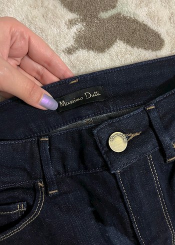 Çizgili Lacivert Kadın Kot Pantolon - Görsel 2