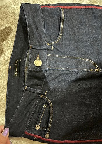 Çizgili Lacivert Kadın Kot Pantolon - Görsel 3