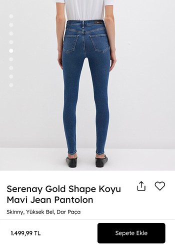 Serenay Gold Shape Koyu Mavi Skinny Jean - Görsel 3
