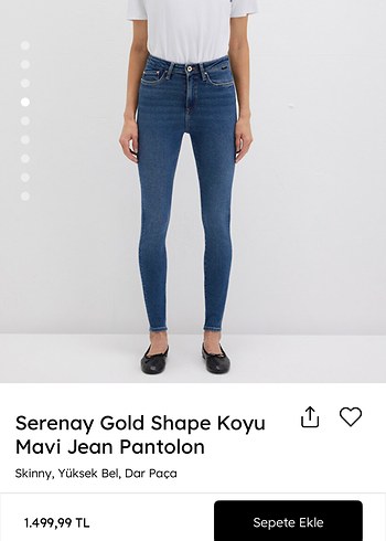 Serenay Gold Shape Koyu Mavi Skinny Jean - Görsel 2