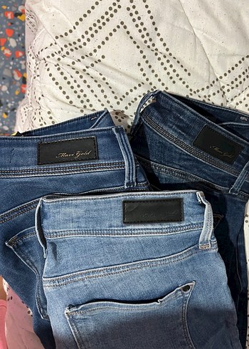 xs Beden Kadın Mavi Gold Skinny Jean 3lü
