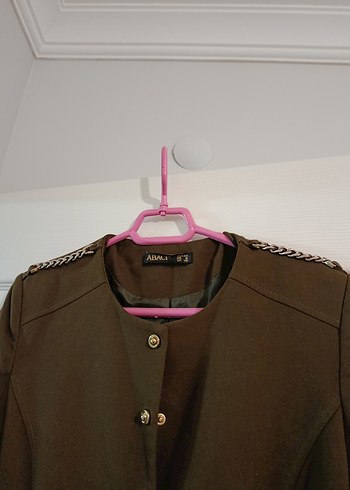 Düğmeli Astarlı Haki yeşili Uzun Kadın Kaşe Kaban - Görsel 4