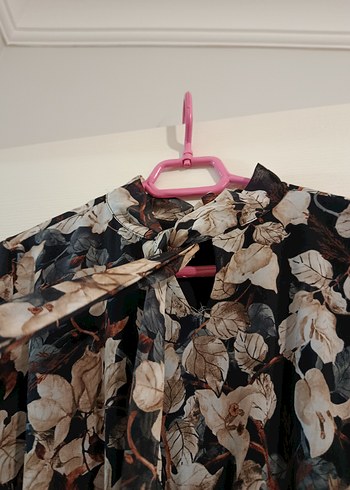 Bohem Tarz Şifon Uzun Kol Çiçekli Elbise - Görsel 3