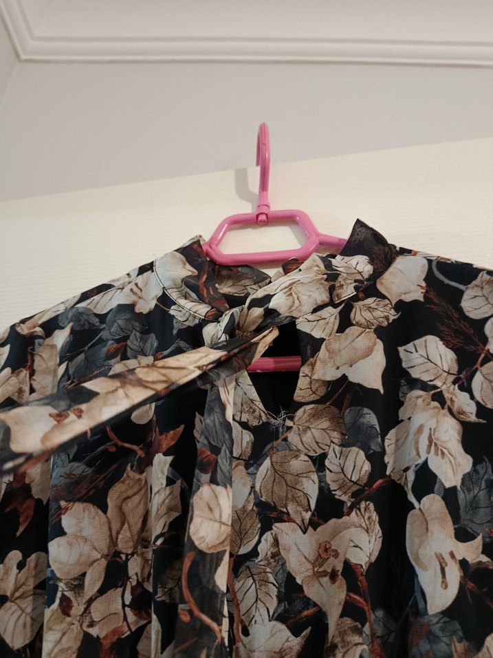 Bohem Tarz Şifon Uzun Kol Çiçekli Elbise - Görsel 3