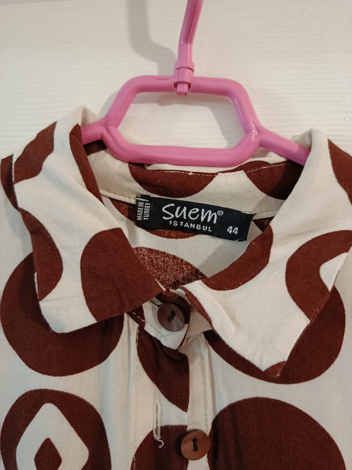 Düğmeli Bohem Uzun Kollu Puantiyeli Elbise - Görsel 3