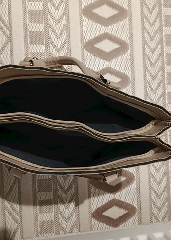 Bej Deri Kadın Çanta Tokalı - Görsel 2