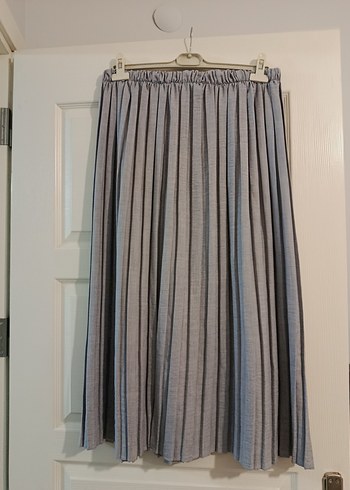 Gri Uzun Pilili Keten Etek gömlek Takım - Görsel 2