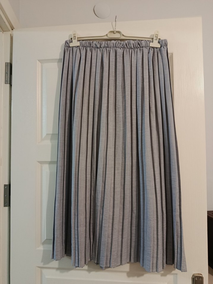 Gri Uzun Pilili Keten Etek gömlek Takım - Görsel 2