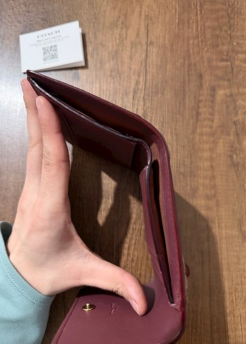 COACH Kahverengi Deri Kadın Cüzdanı Tokalı - Görsel 5