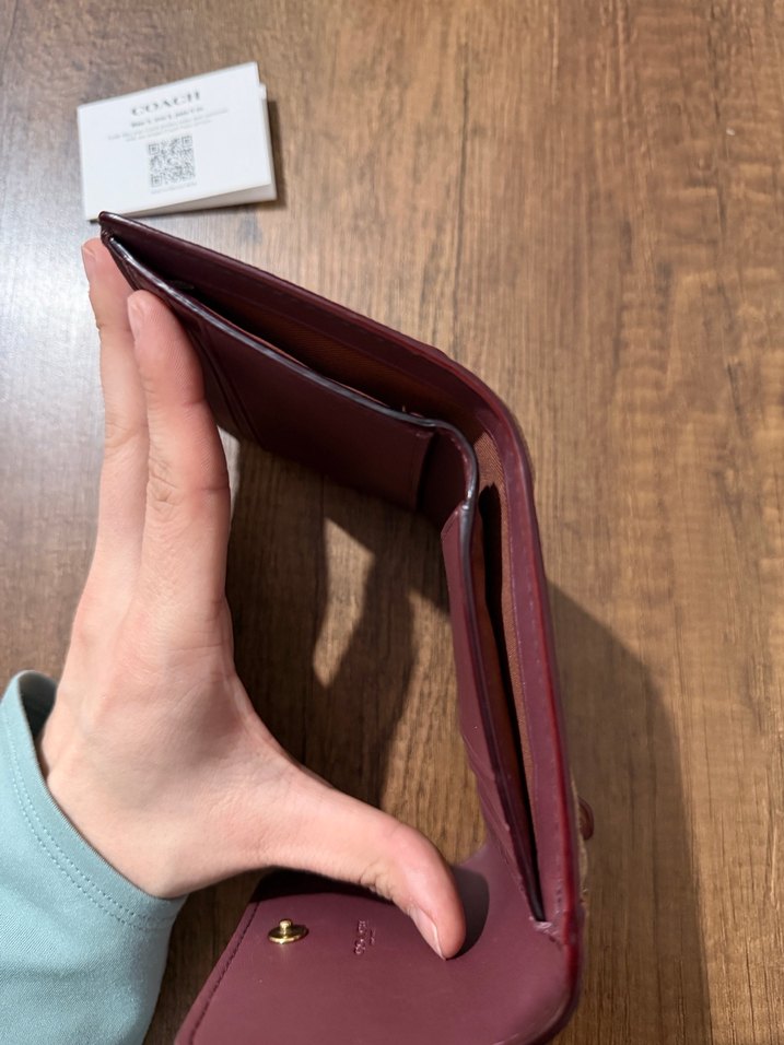 COACH Kahverengi Deri Kadın Cüzdanı Tokalı - Görsel 5