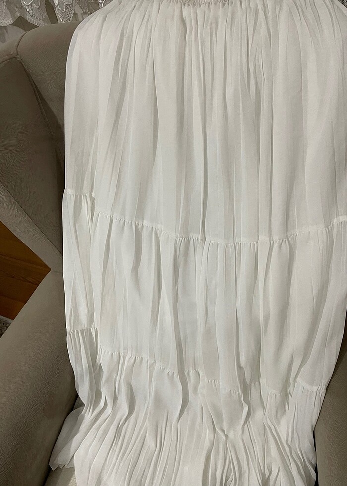 Beyaz pileli etek - Görsel 4