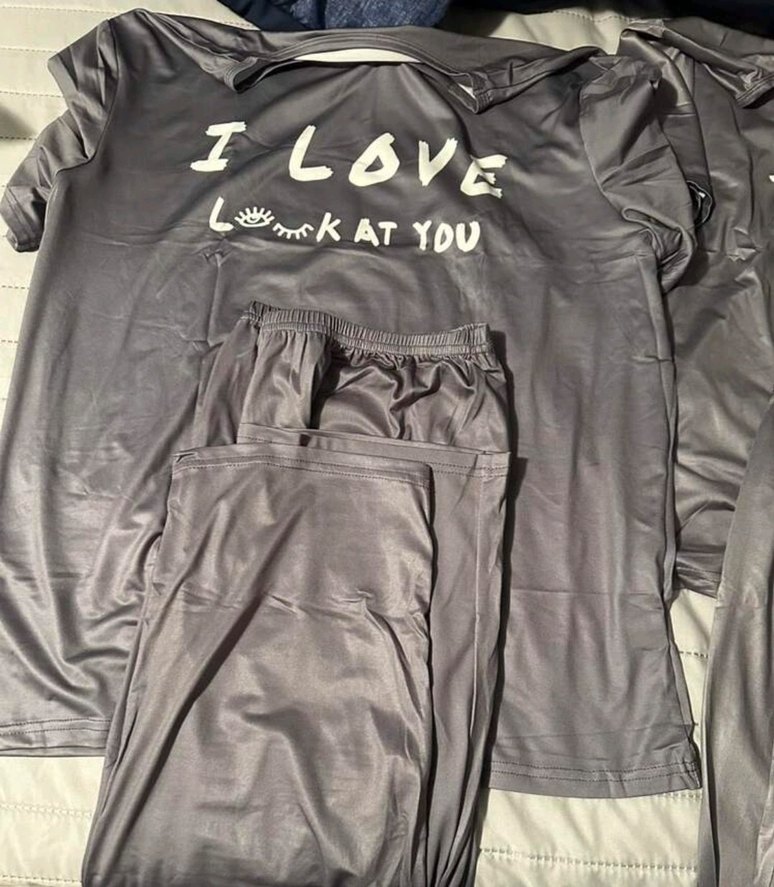 Diger Gri Baskılı Kadınva erkek Pijama Takımı - Görsel 4