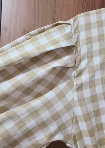 Bej Ekoseli Uzun Pamuklu Bohem  testtür Elbise - Görsel 7