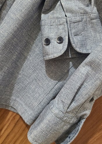 Diğer mavi Denim Erkek Uzun Kollu Gömlek