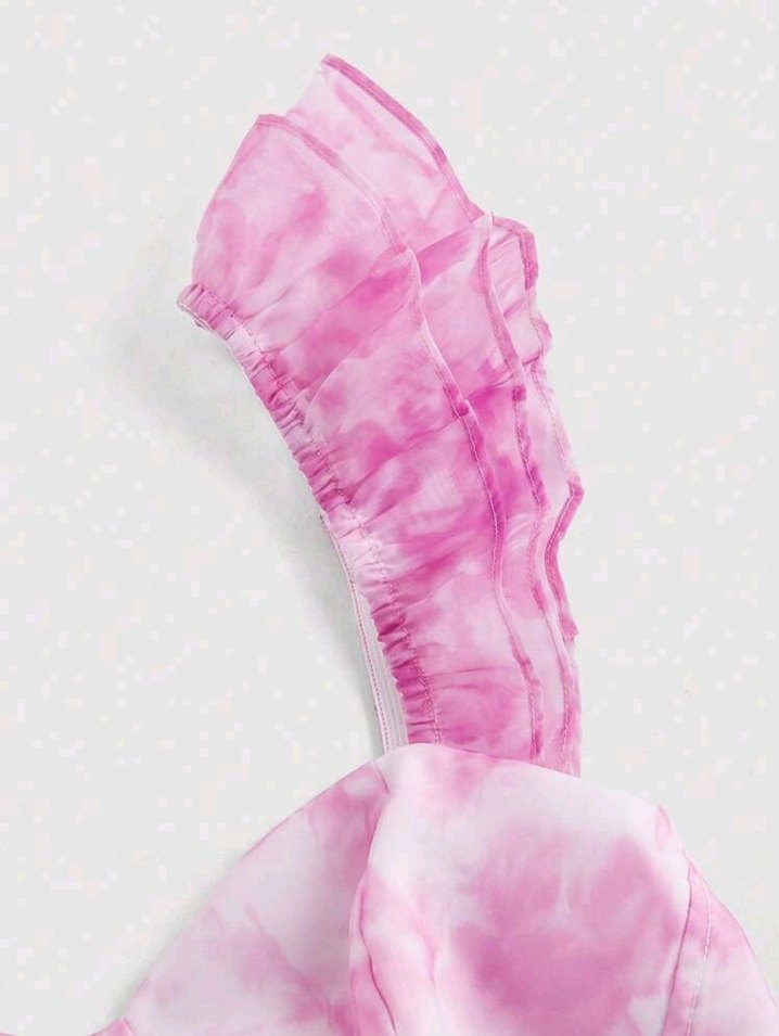 Pembe Bohem Uzun Elbise Fırfırlı - Görsel 3