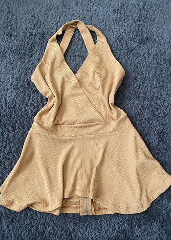 V Yaka Kolsuz Mini Bluz - Görsel 2