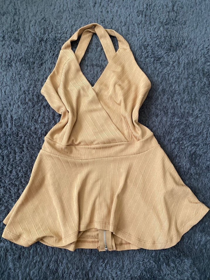 V Yaka Kolsuz Mini Bluz - Görsel 2