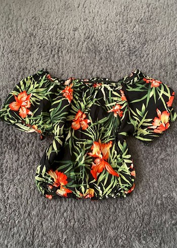 Çiçek Desenli Straplez Mini Bluz - Görsel 2