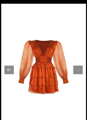 s Beden turuncu Renk Tül detaylı mini elbise 