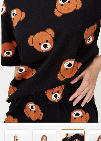 xl Beden siyah Renk Ayıcıklı pijama takımı 