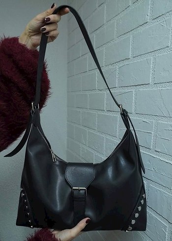 Tokalı Deri Kadın Çanta - Günlük Kullanım - Görsel 2