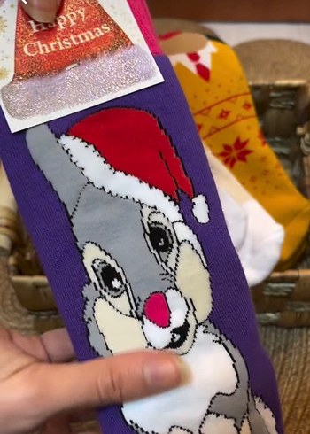 Altı Kaydırmaz Polar Yılbaşı Çorapları - Görsel 6