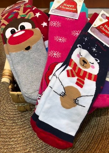 Altı Kaydırmaz Polar Yılbaşı Çorapları - Görsel 5