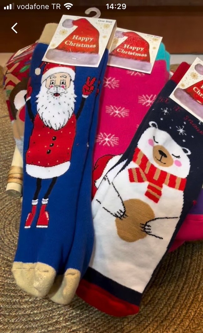 Altı Kaydırmaz Polar Yılbaşı Çorapları - Görsel 4
