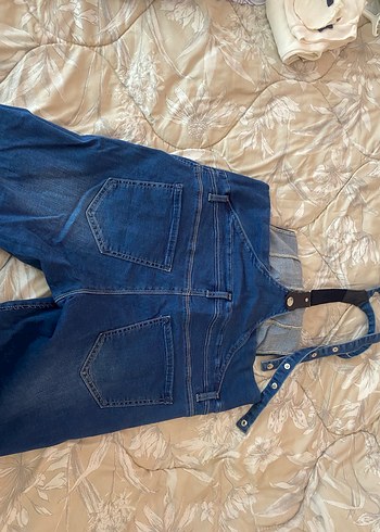 Kadın Lacivert Denim Hamile Askılı Tulum - Görsel 4