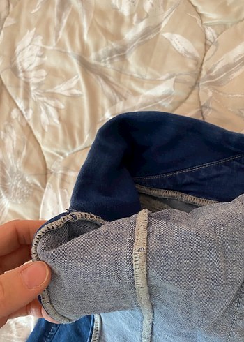 Kadın Lacivert Denim Hamile Askılı Tulum - Görsel 7