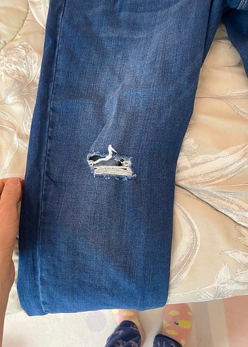 Kadın Lacivert Denim Hamile Askılı Tulum - Görsel 5