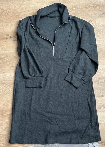 Gri Yarım Fermuarlı Kadın Triko tunik - Görsel 3