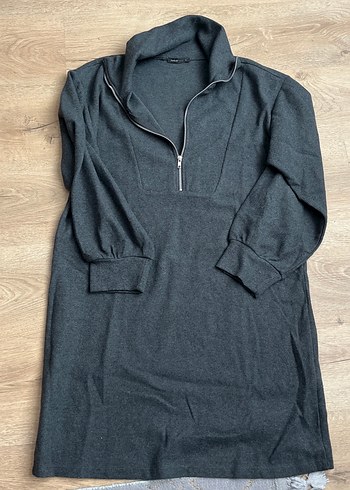 Gri Yarım Fermuarlı Kadın Triko tunik - Görsel 2