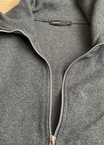 Gri Yarım Fermuarlı Kadın Triko tunik - Görsel 6