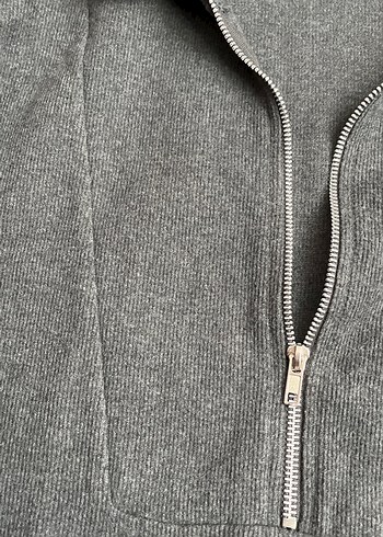 Gri Yarım Fermuarlı Kadın Triko tunik - Görsel 8