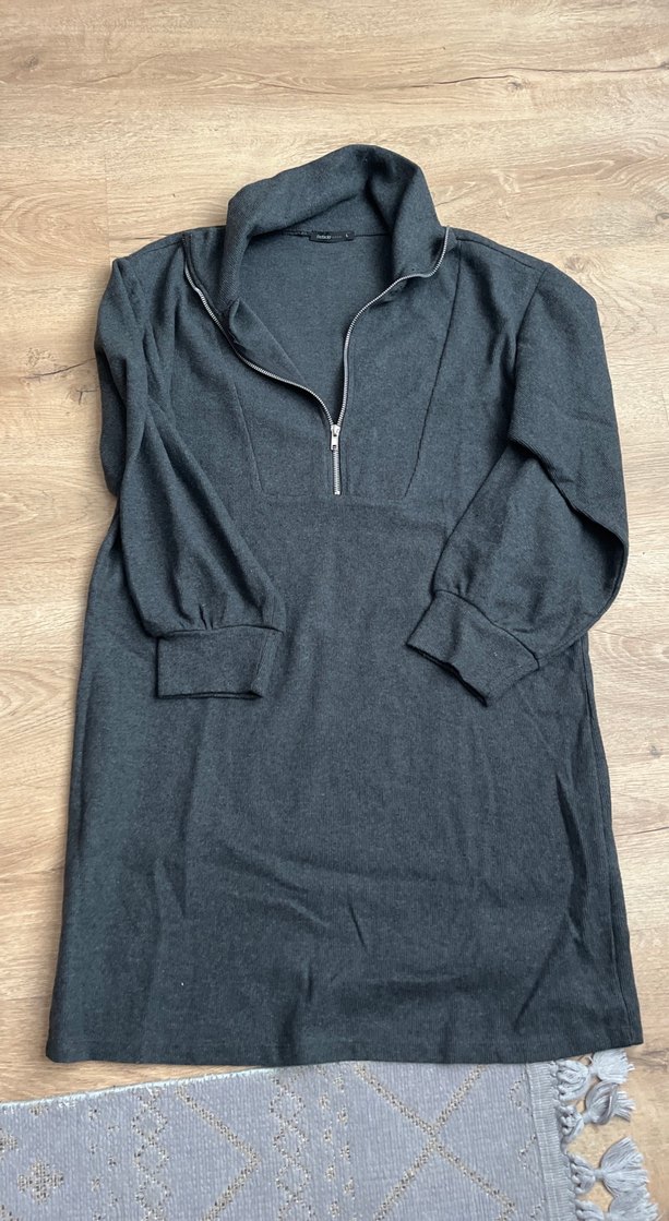 Gri Yarım Fermuarlı Kadın Triko tunik - Görsel 4