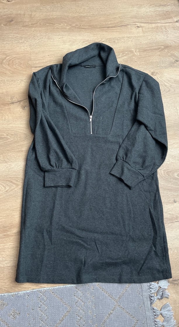 Gri Yarım Fermuarlı Kadın Triko tunik - Görsel 3