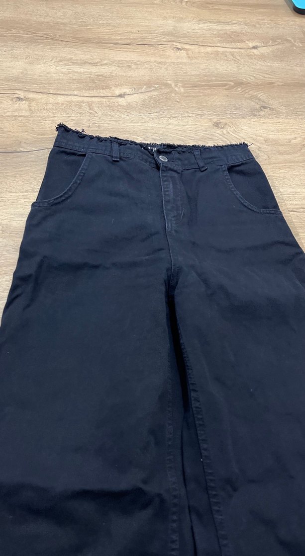 Siyah Bol Kesim Kadın Denim Pantolon - Görsel 2