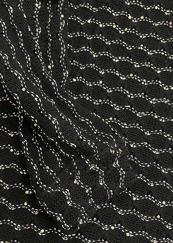 Kadın Siyah Boğazlı Uzun Örgü Kazak pullu payetli - Görsel 4