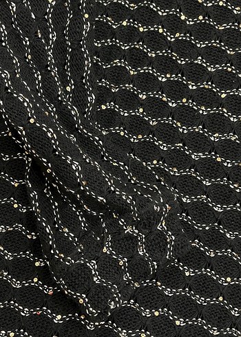 Kadın Siyah Boğazlı Uzun Örgü Kazak pullu payetli - Görsel 3