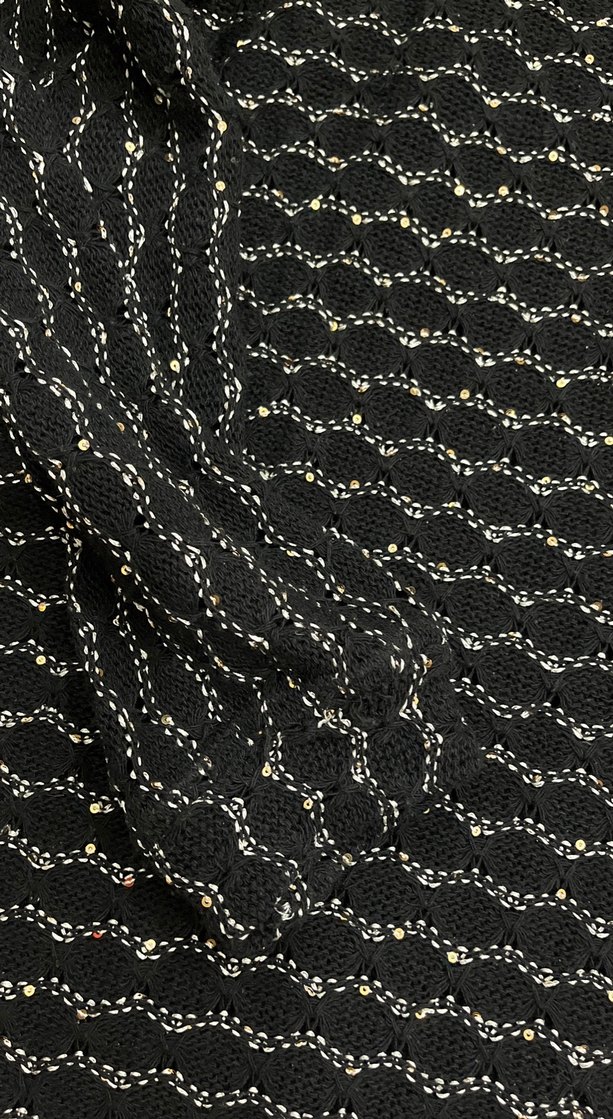 Kadın Siyah Boğazlı Uzun Örgü Kazak pullu payetli - Görsel 4