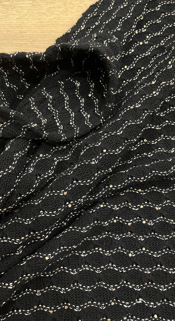 Kadın Siyah Boğazlı Uzun Örgü Kazak pullu payetli - Görsel 5