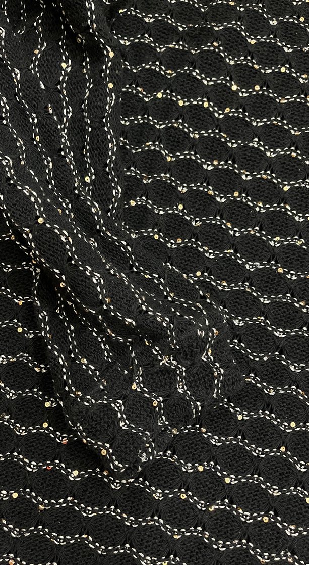 Kadın Siyah Boğazlı Uzun Örgü Kazak pullu payetli - Görsel 3