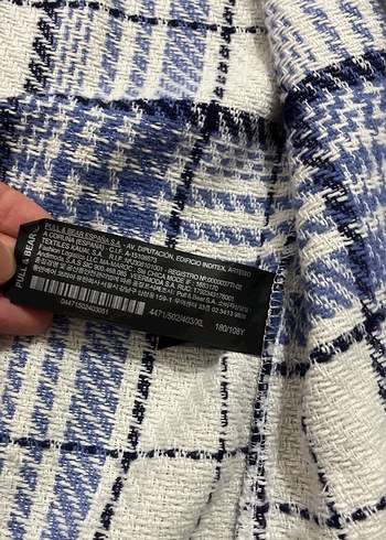 Mavi Gri Ekose Düğmeli Uzun Kollu Erkek ceket - Görsel 5