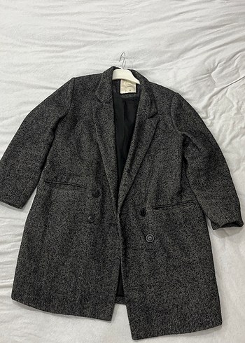 Gri Klasik Yün Kaban - Görsel 4